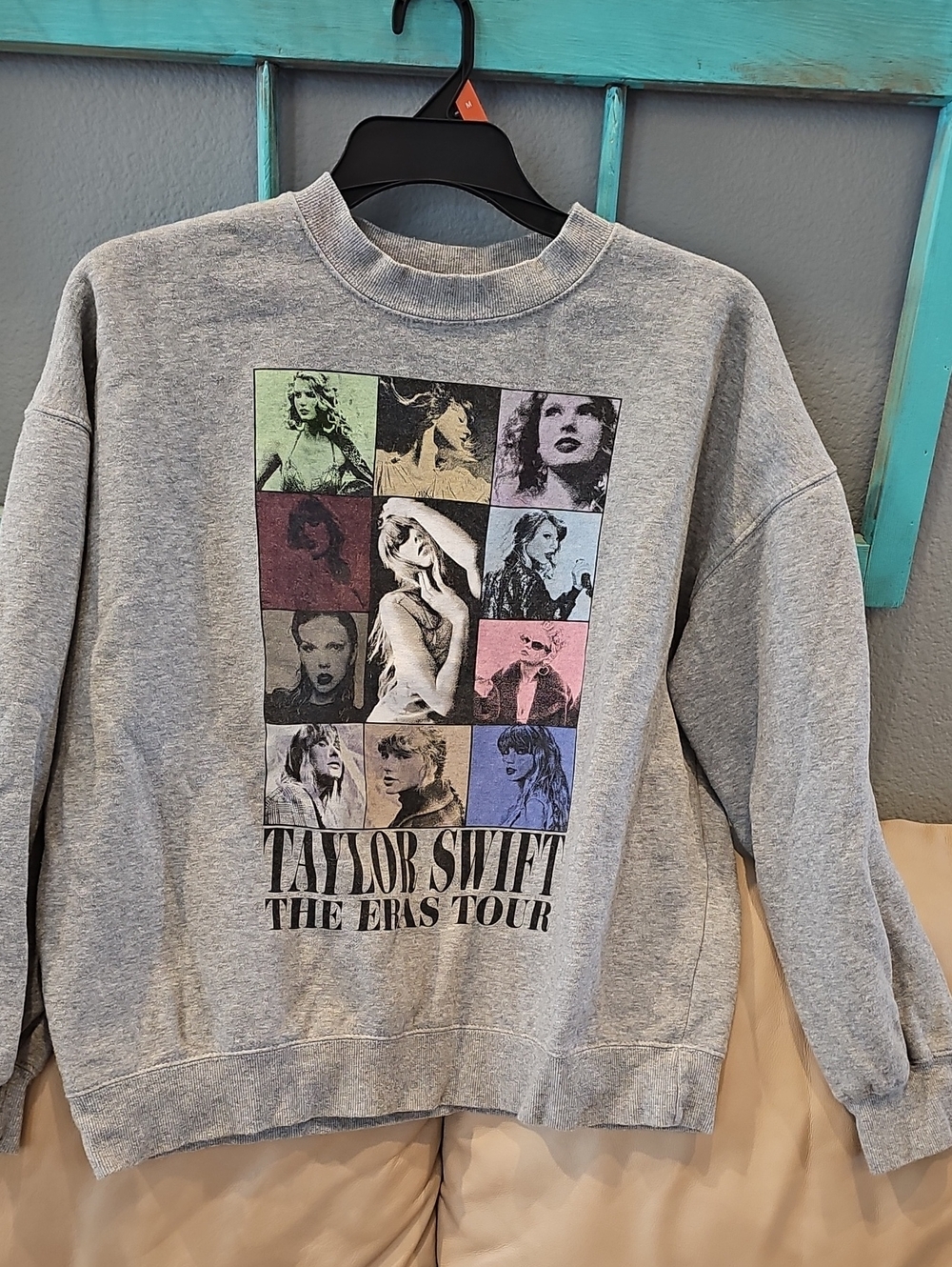 Taylor Swift Gray Crewneck Sweatshirt with Multicolor Photo Grid